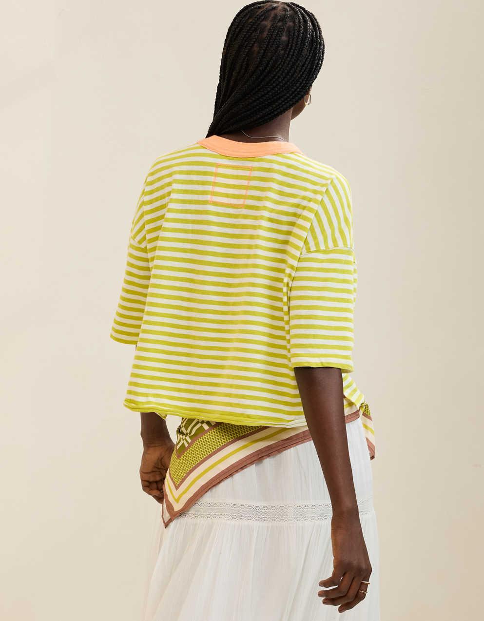 Aerie Remix Henley Cropped T-Shirt