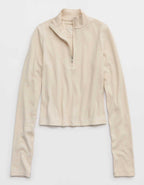 Aerie 長袖クォータージップTシャツ