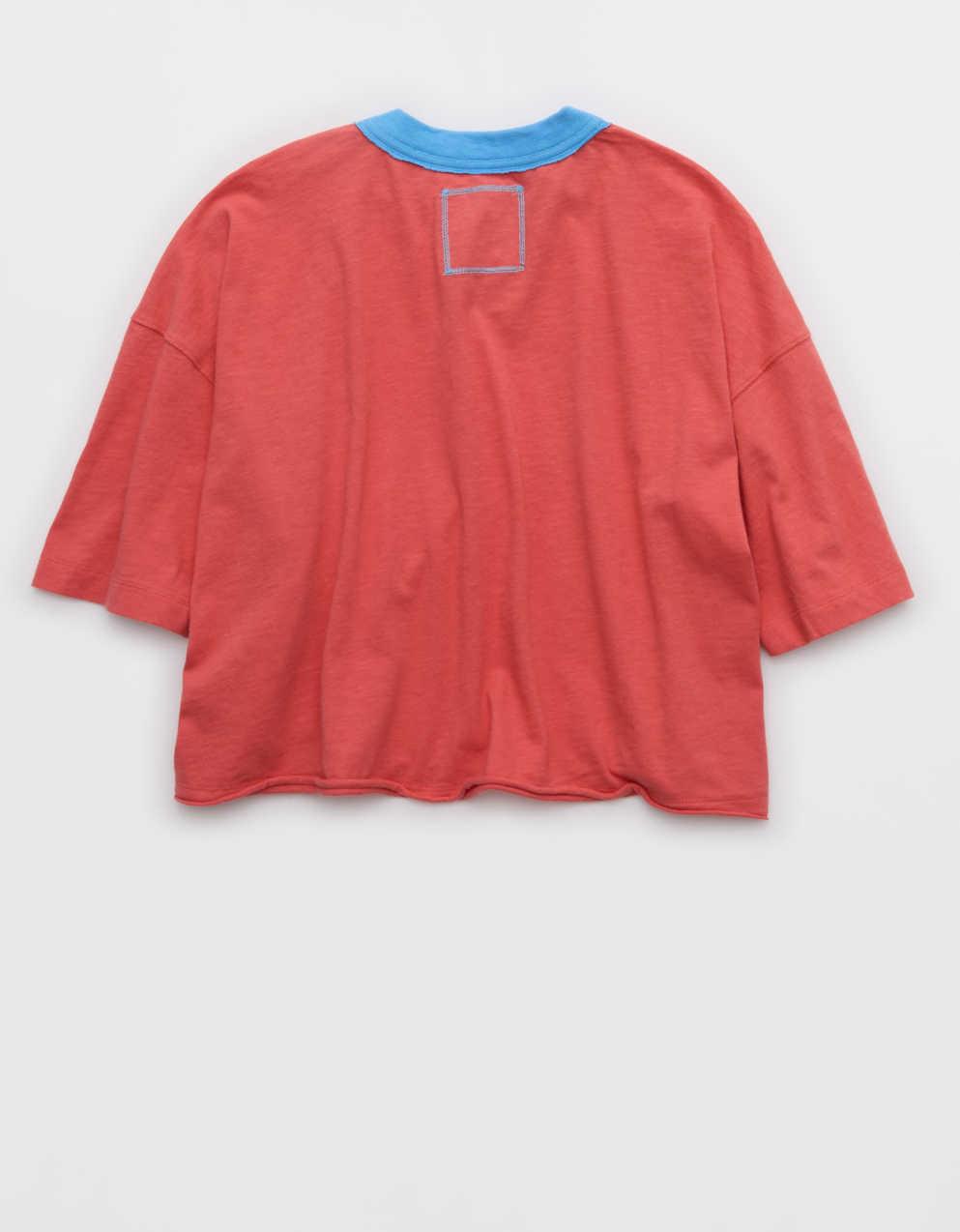 アエリ・リミックス・ヘンリー・クロップドTシャツ