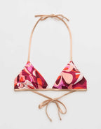 Aerie リバーシブル メタリックバインディング ホルターネック トライアングルビキニトップ