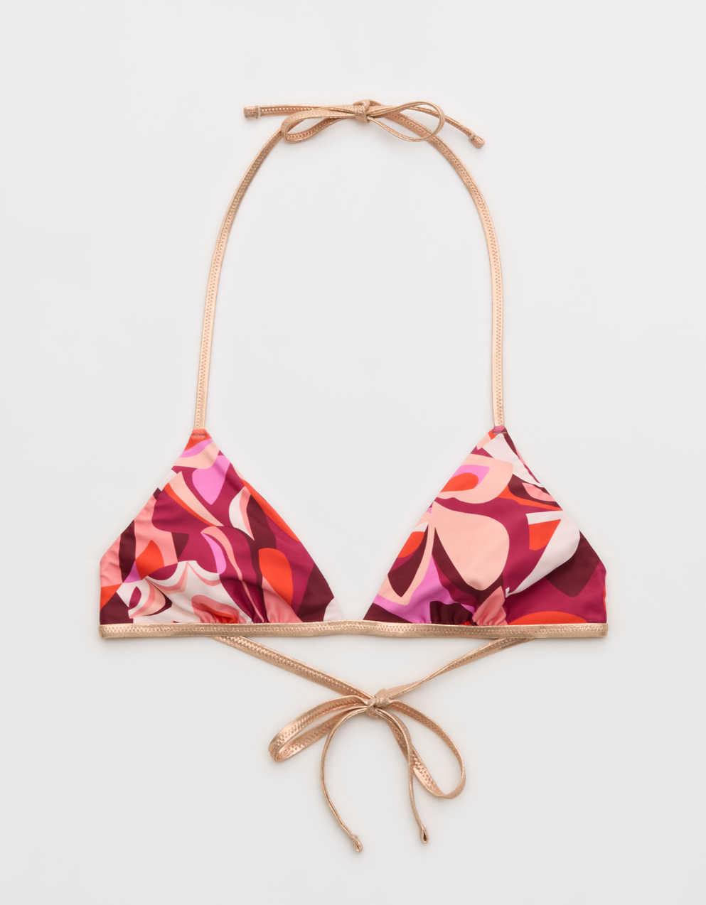 Aerie リバーシブル メタリックバインディング ホルターネック トライアングルビキニトップ