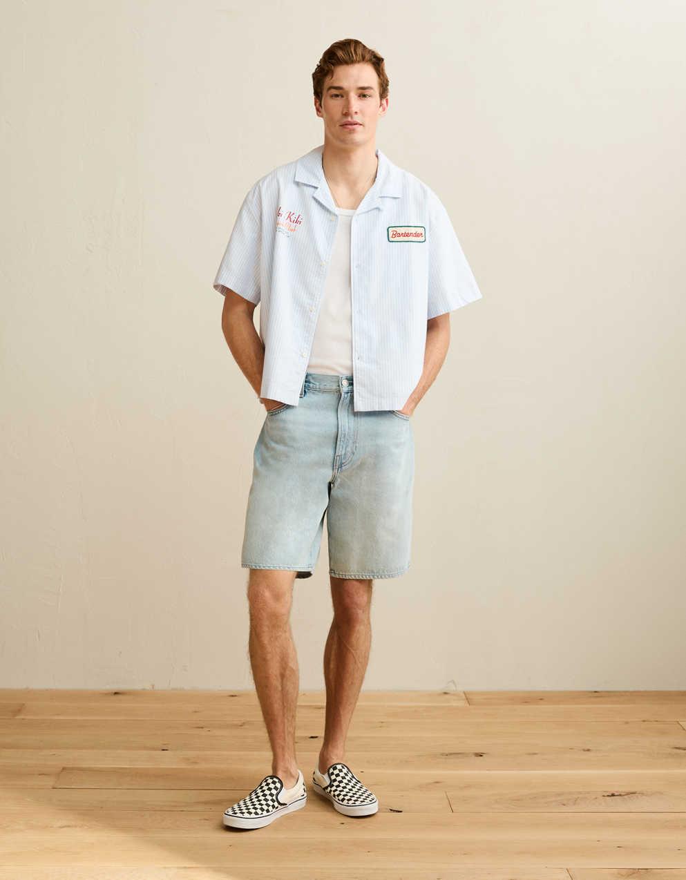 AE Pride Relaxed Fit Oxford Camp Collar Button-Up Shirt
