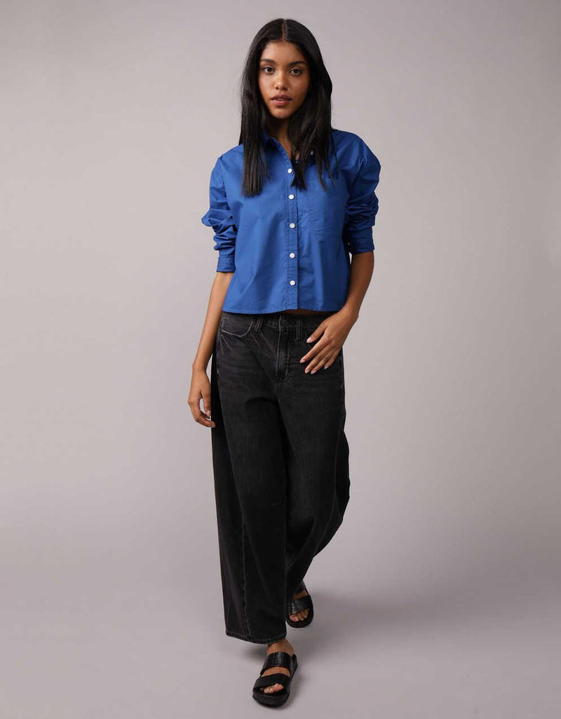 AE Cropped Perfect Button-Up Shirt