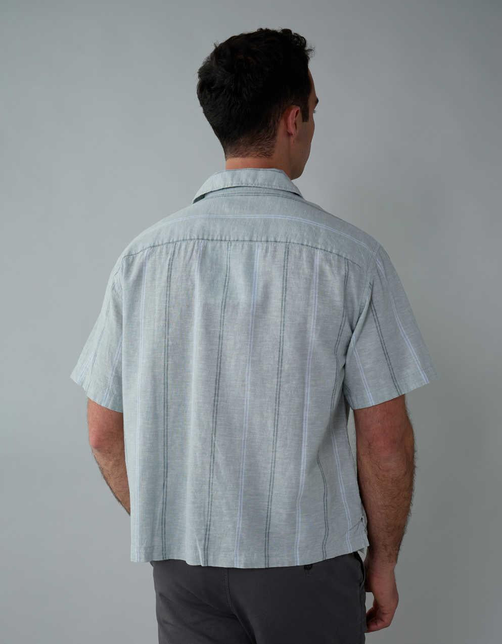 AE Poolside Linen-Blend Button-Up Shirt