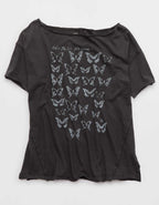 Aerie オフ・ザ・ショルダー オーバーサイズ・ボーイフレンドTシャツ