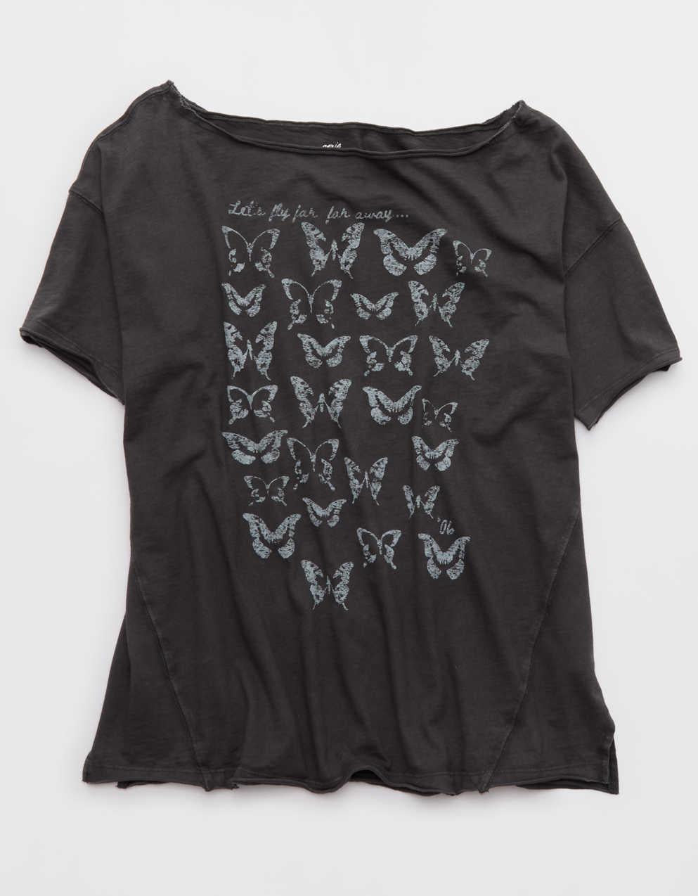 Aerie オフ・ザ・ショルダー オーバーサイズ・ボーイフレンドTシャツ