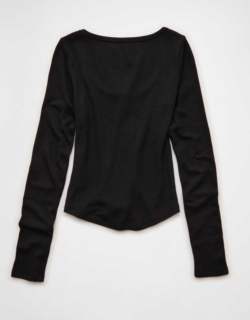 AE Waffle Long Sleeve Button-Up Tee