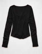 AE Waffle Long Sleeve Button-Up Tee