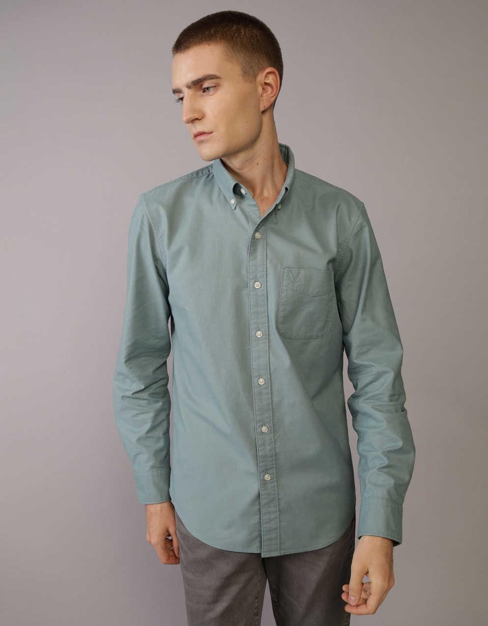 AE スリム フィット Flex オックスフォード ボタンアップ シャツ
