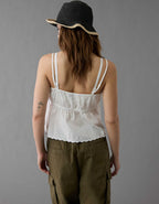 AE Tie Front Embroidered Tank Top