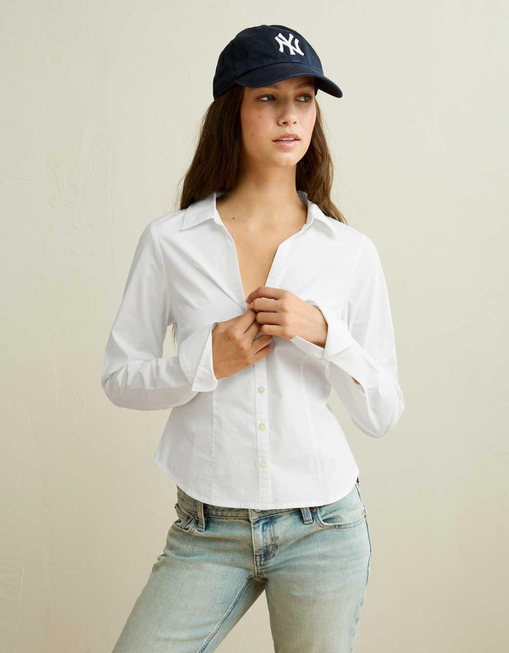 AE Fitted Poplin Button-Up Shirt