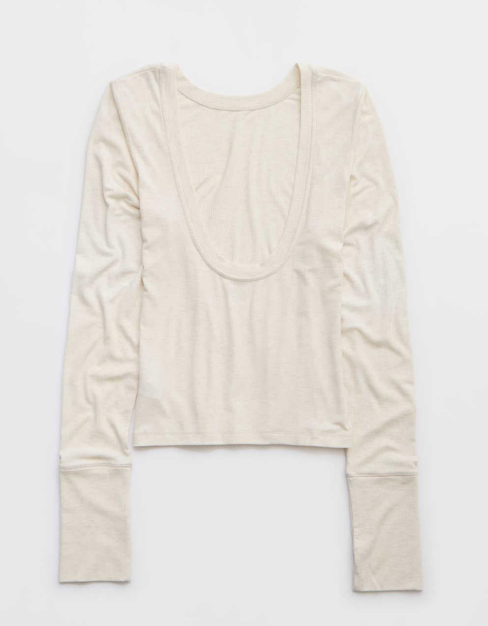 OFFLINE By Aerie サムズアップ・リブ・スクープバックTシャツ