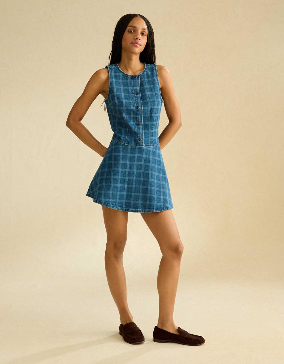 AE Plaid Denim Mini Dress