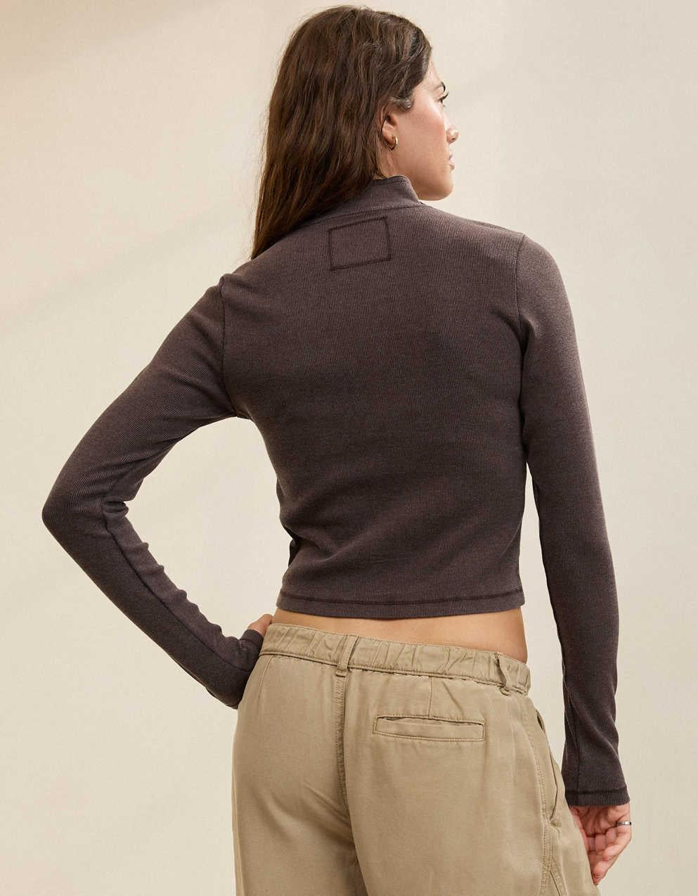 Aerie 長袖クォータージップTシャツ
