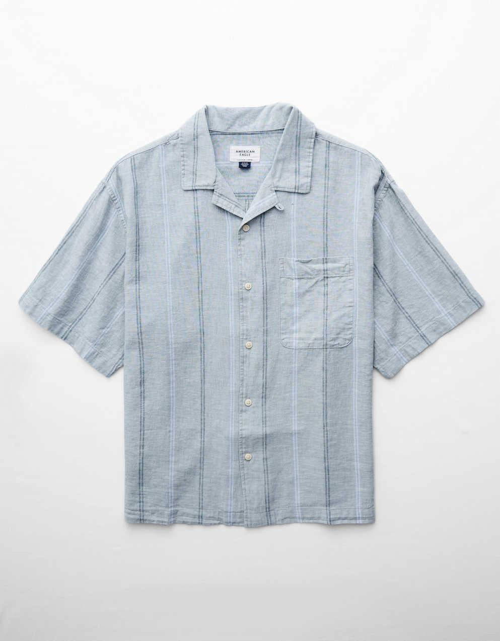 AE Poolside Linen-Blend Button-Up Shirt