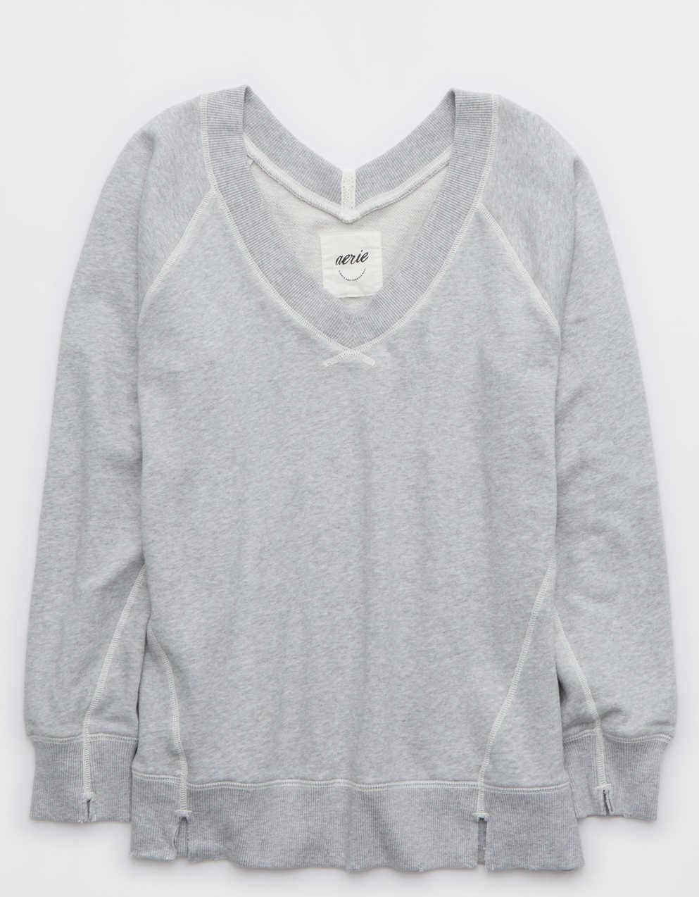 Aerie ダウンタイム Vネック・スウェットシャツ