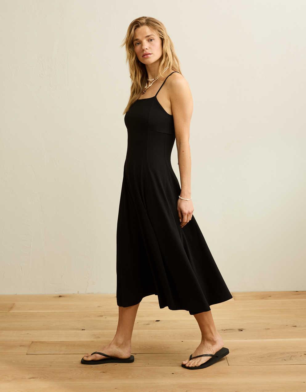 AE Knit Tie-Back Godet Midi Dress