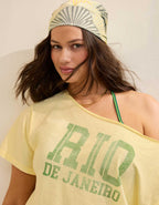 Aerie オフショルダー ゆったりTシャツ