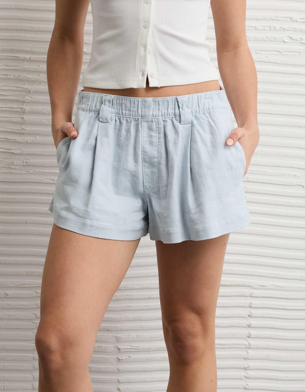 AEストレッチハイウエストプリーツパンツショートパンツ