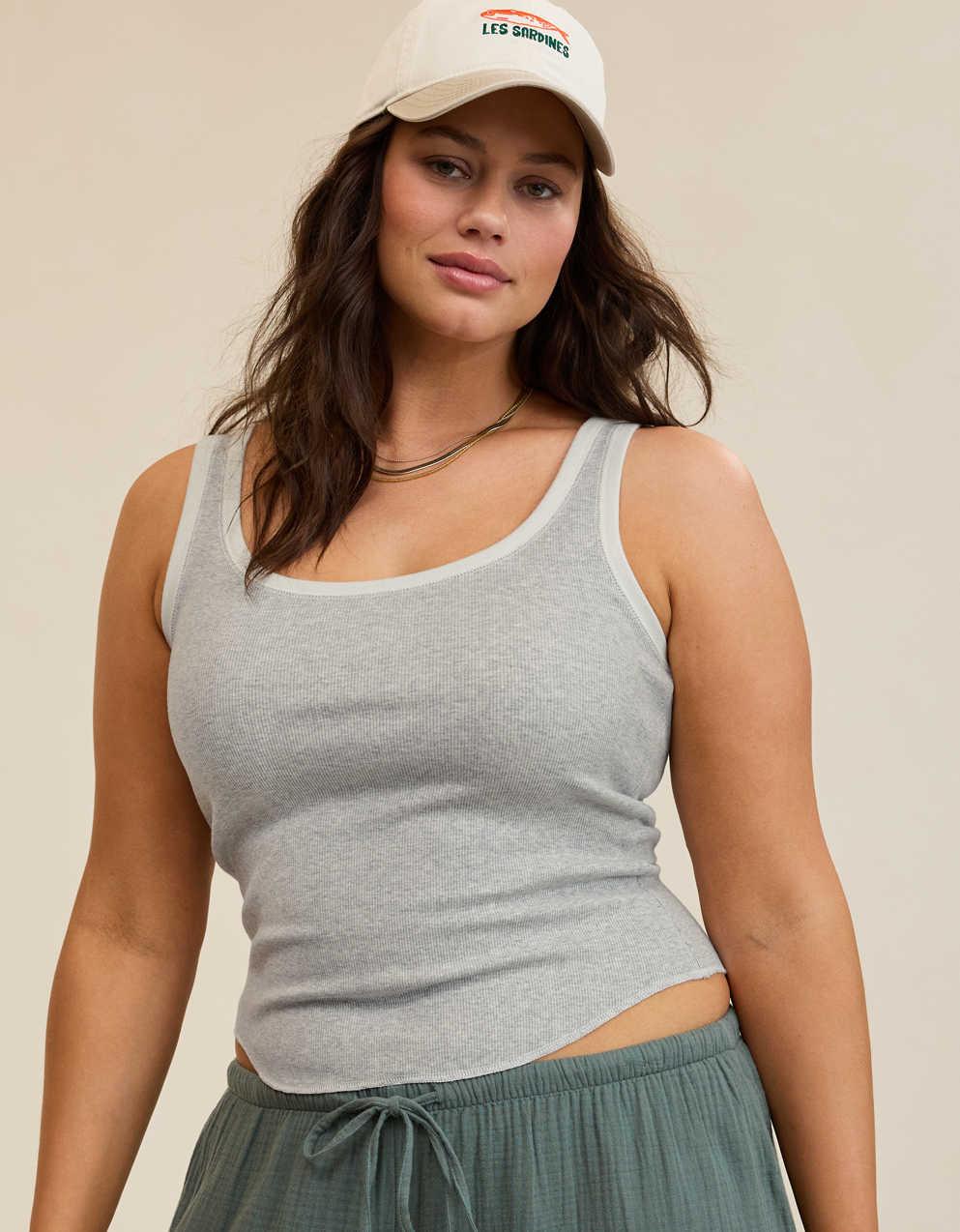 Aerie リブ・スクープネック・タンクトップ