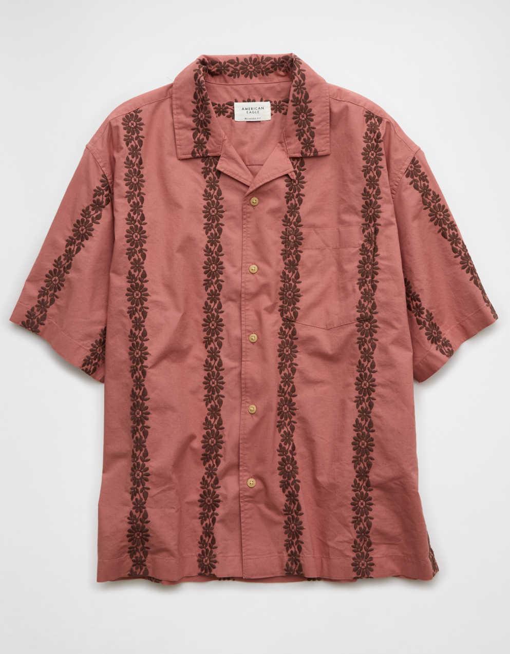 AE Poolside Linen-Blend Printed Button-Up Shirt