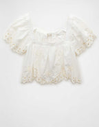 AE Tie Back Eyelet Crop Top