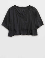 Aerie Happiest Cropped V Neck T-Shirt