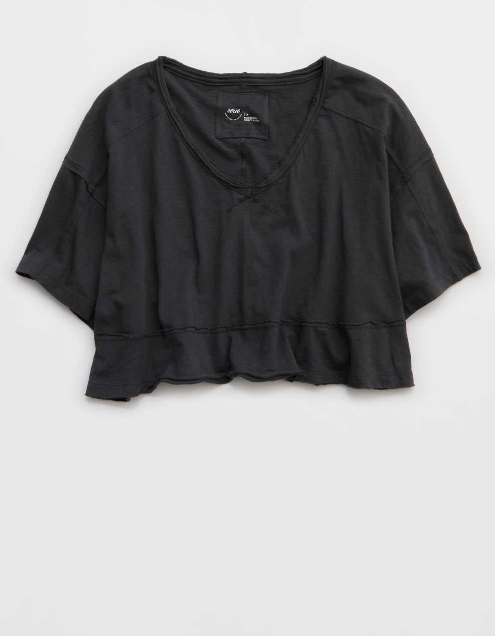 Aerie ハピエスト クロップド VネックTシャツ