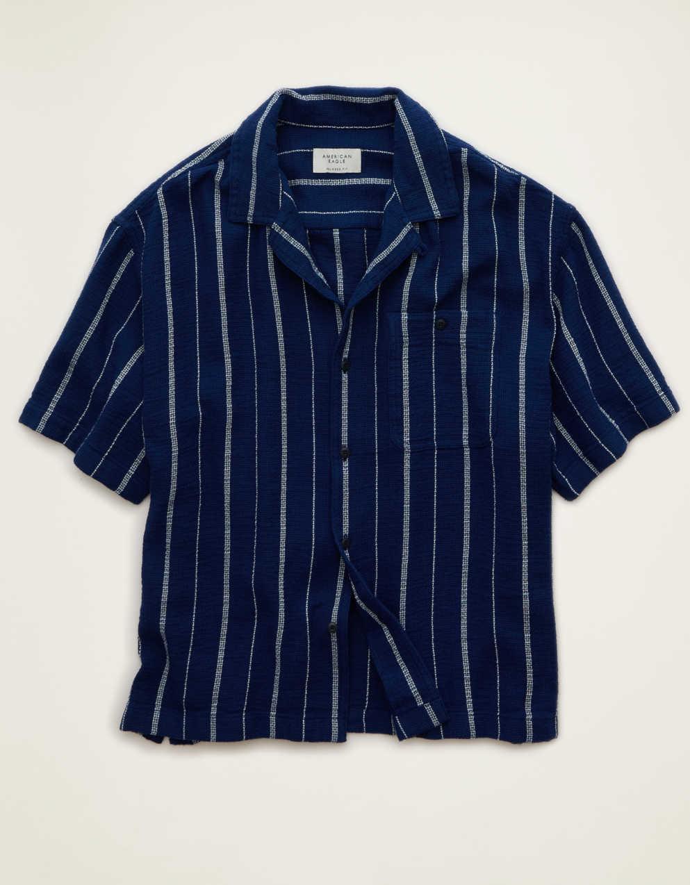 AE Relaxed Fit Camp Collar Button-Up Shirt