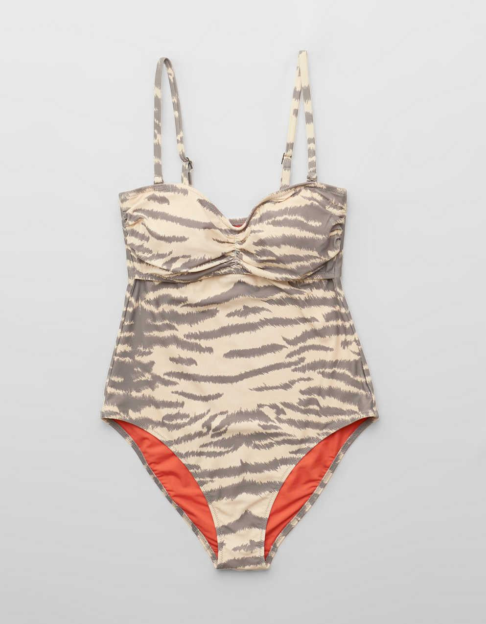 Aerie Ruched Cut Out Bandeau Full Coverage ワンピース水着