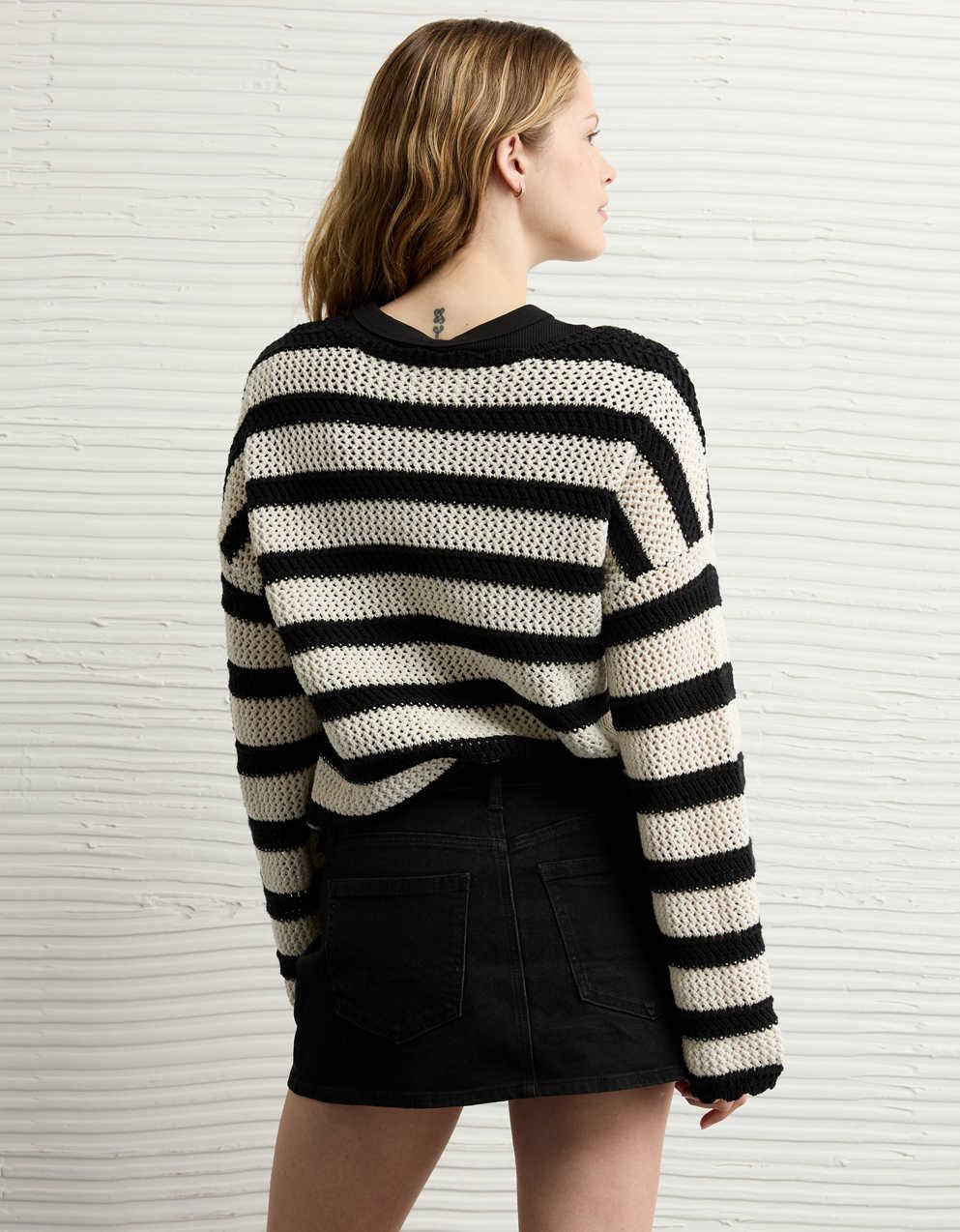 AE Cropped Crochet Sweater