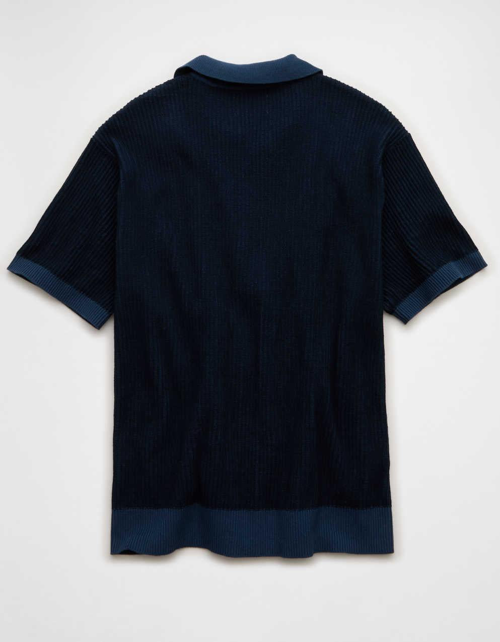 AE Striped Button-Up Sweater Polo