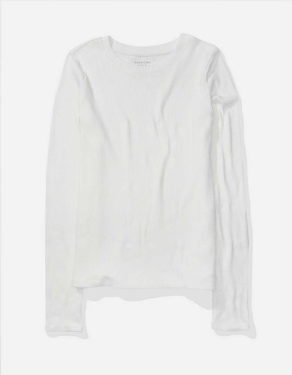 AE長袖ワッフル・プラッシュ・クルーネックTシャツ