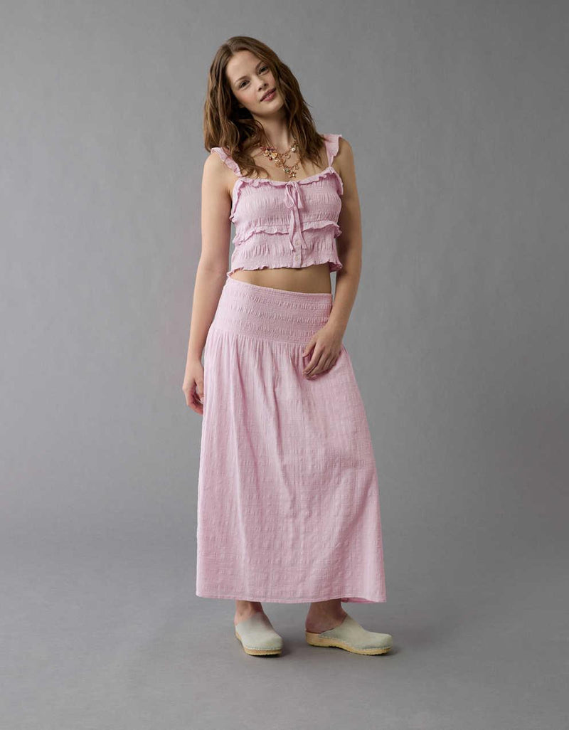 AE High-Waisted Smocked Maxi Skirt