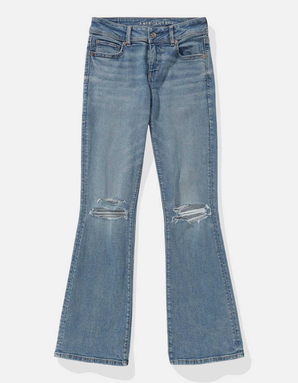 AE Next Level リップド ローライズ キック ブートカット ジーンズ
