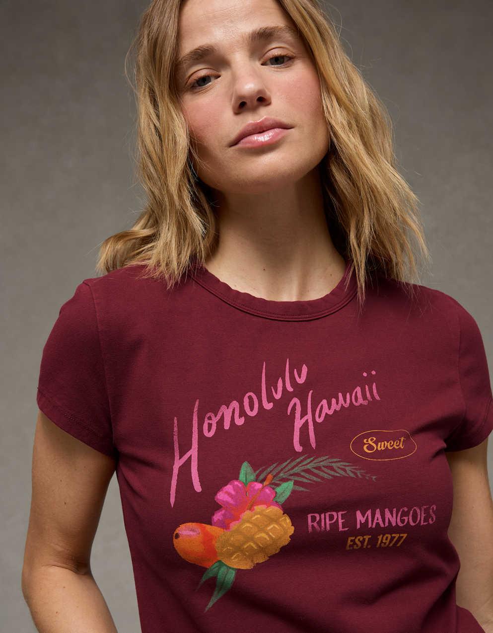AE フィット・クロップド・グラフィックTシャツ