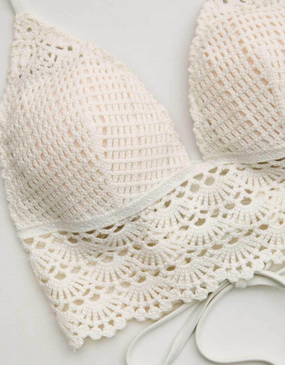 Aerie ロングライン・クロシェ・トライアングル・ビキニ・トップ