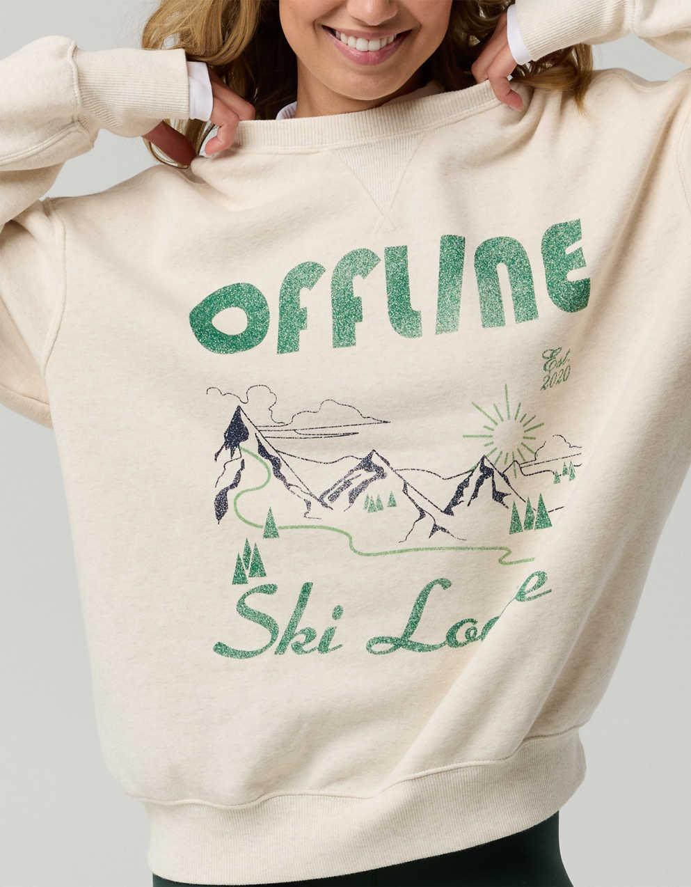 OFFLINE By Aerie クラウドフリース オーバーサイズ クルーネック スウェットシャツ