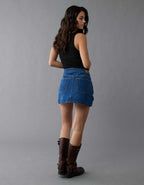 AE Stretch Crossover Denim Mini Skirt