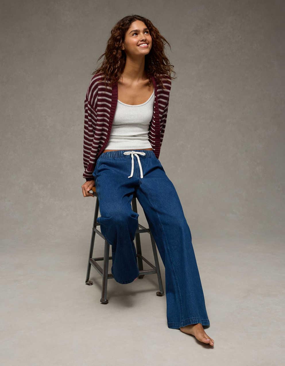 AE Balloon-Sleeve Open-Front Cardigan