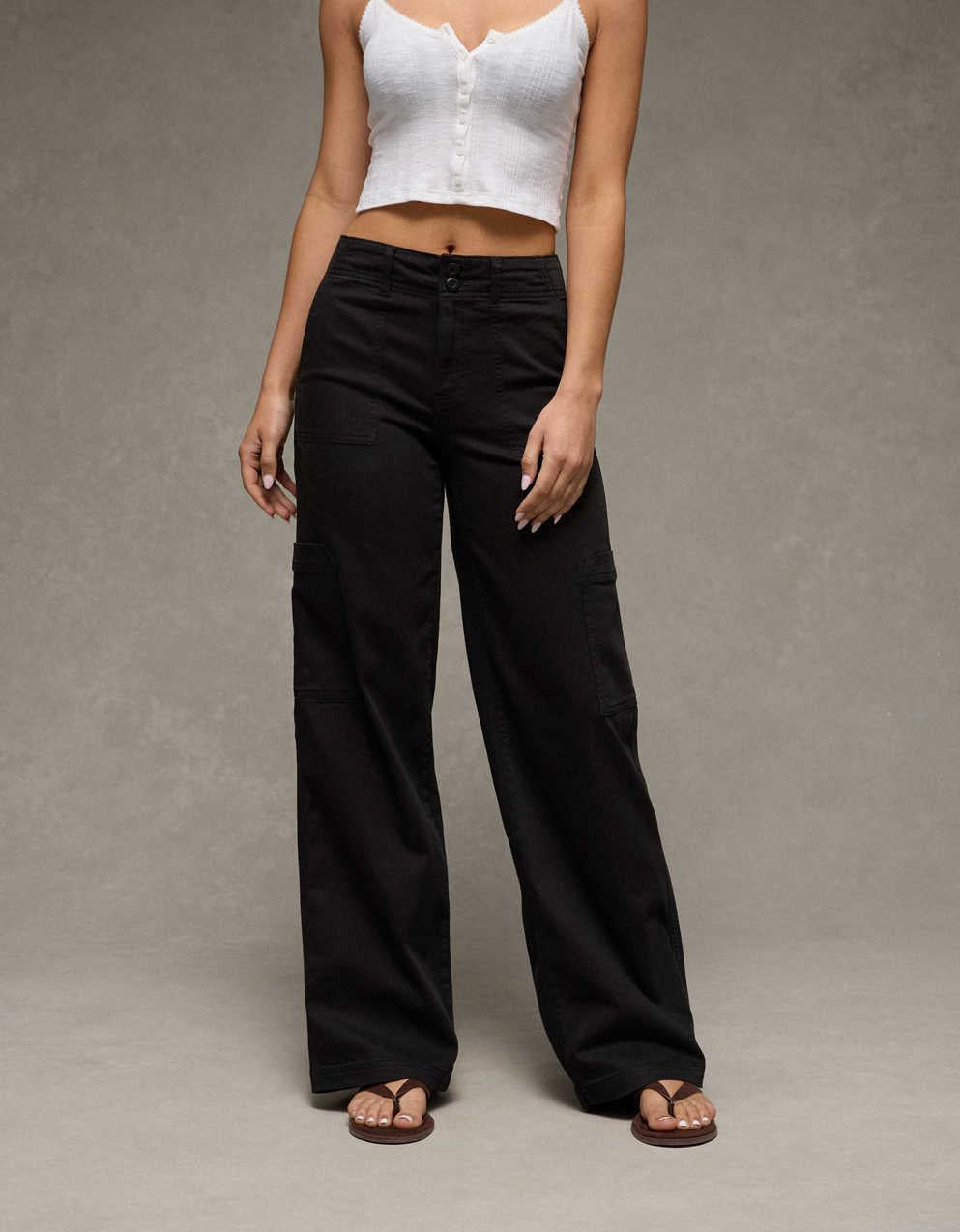 AE Stretch Super High-Waisted Wide-Leg Cargo Pant
