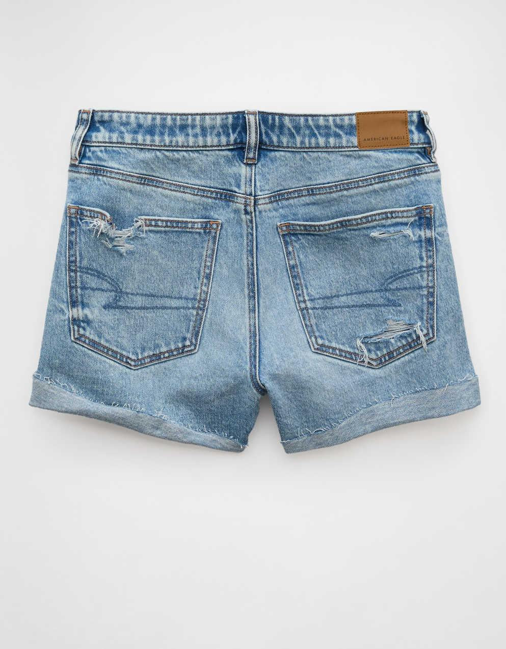 AE ストレッチ リップド デニム ママ ショートパンツ