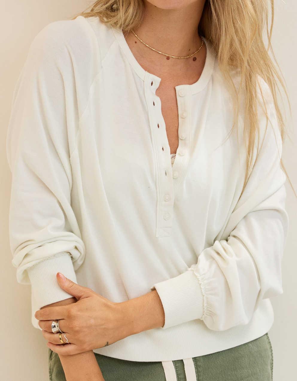 Aerie ハッピースニット・ヘンリーTシャツ