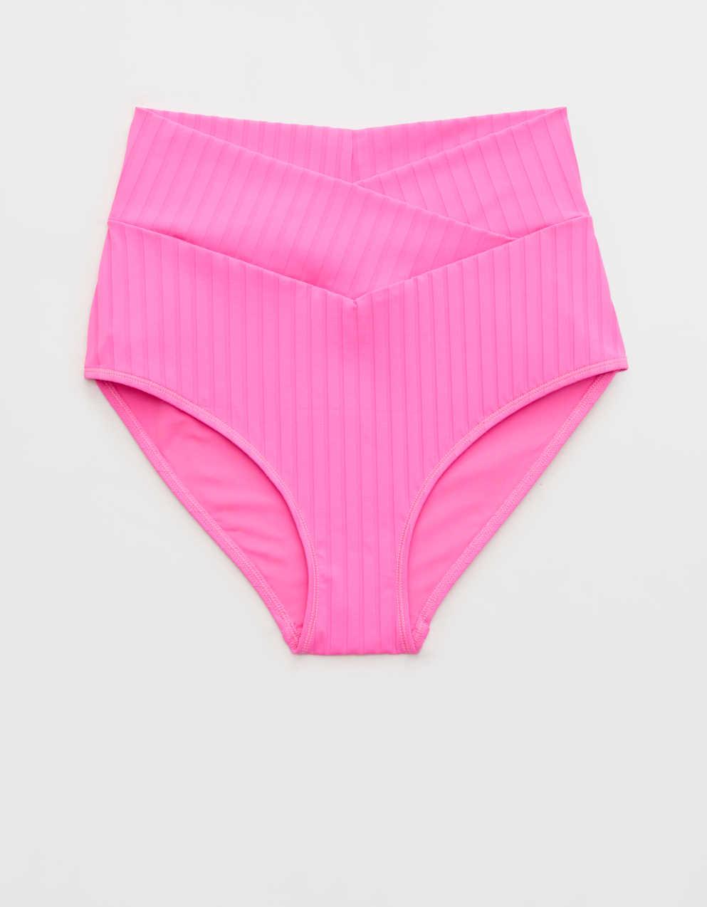 Aerie リブ ハイウエスト フルカバレッジ ビキニボトム