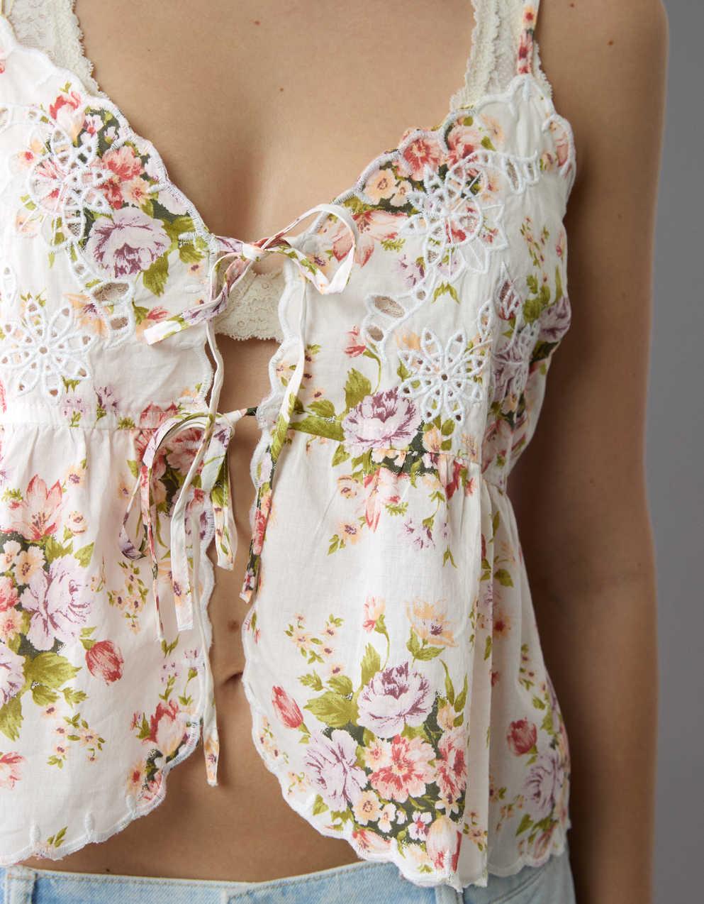 AE タイフロント刺繍タンクトップ