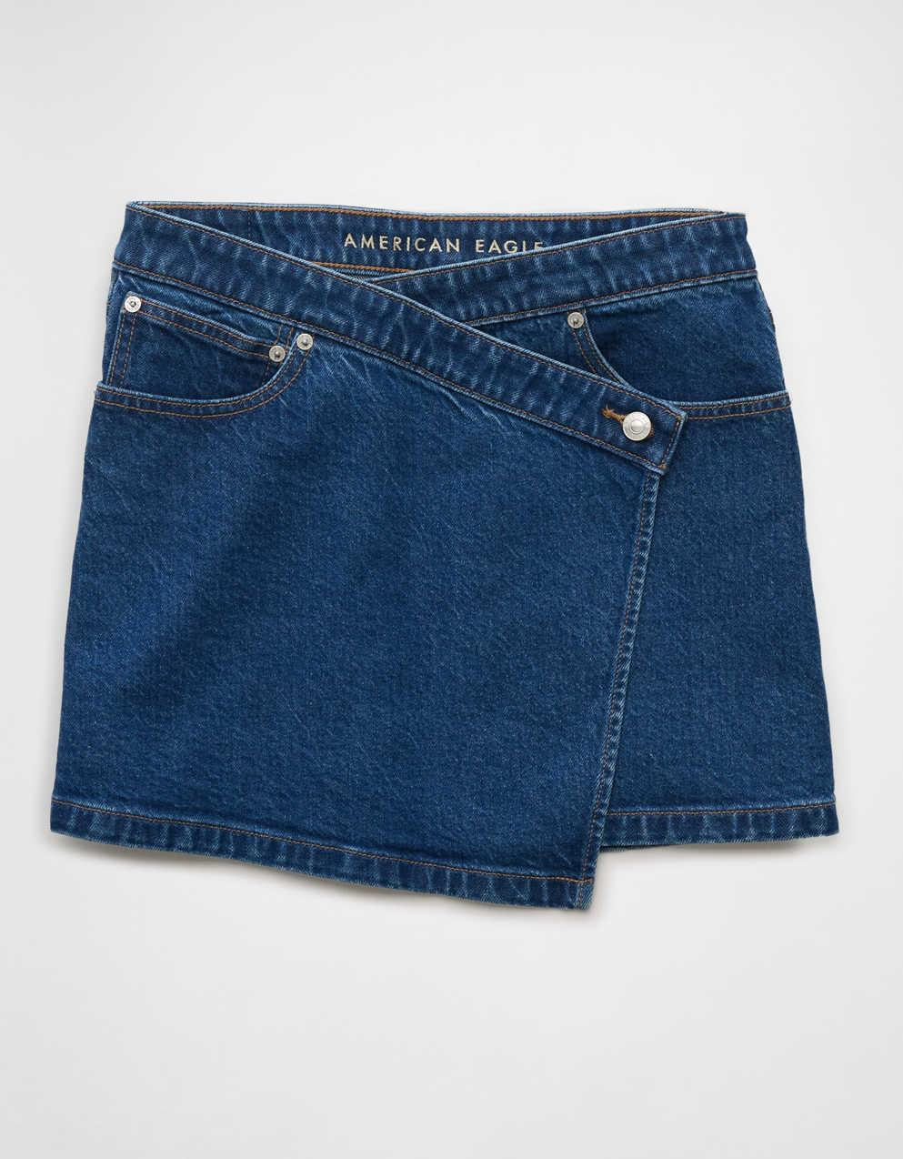 AEストレッチクロスオーバーデニムミニスカート