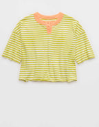 アエリ・リミックス・ヘンリー・クロップドTシャツ