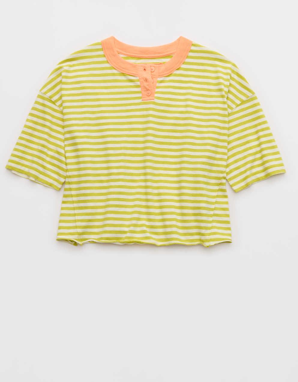 アエリ・リミックス・ヘンリー・クロップドTシャツ