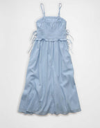 AEコード・スモッキング・ミディ・ドレス
