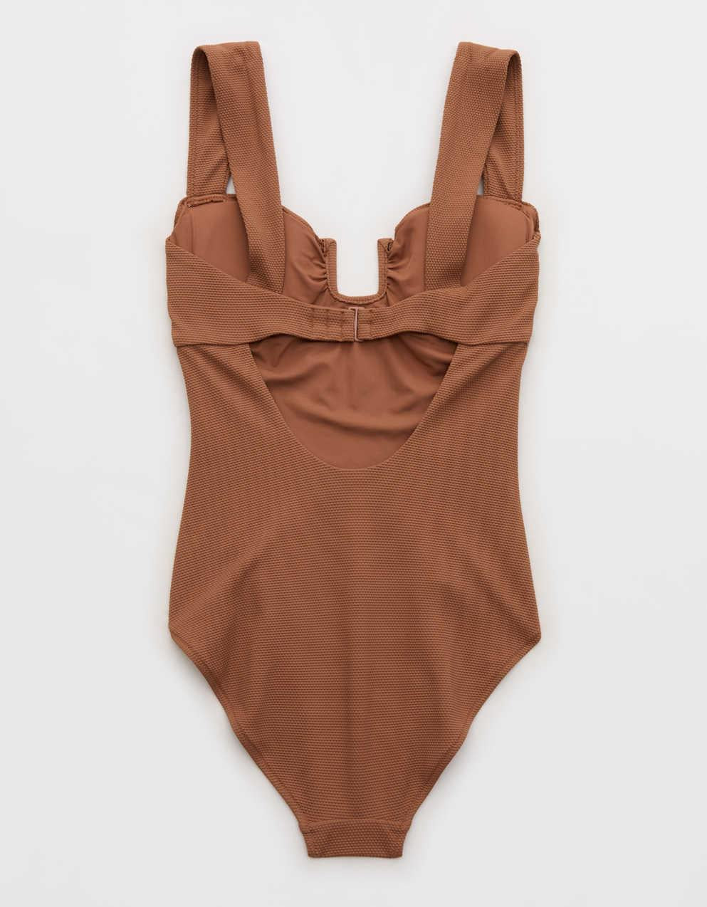 Aerie ピケ素材 バンドゥー フルカバー ワンピース水着